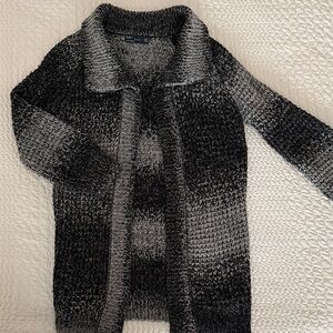 Zara Black and Gray Wool Blend Cardigan Sweater